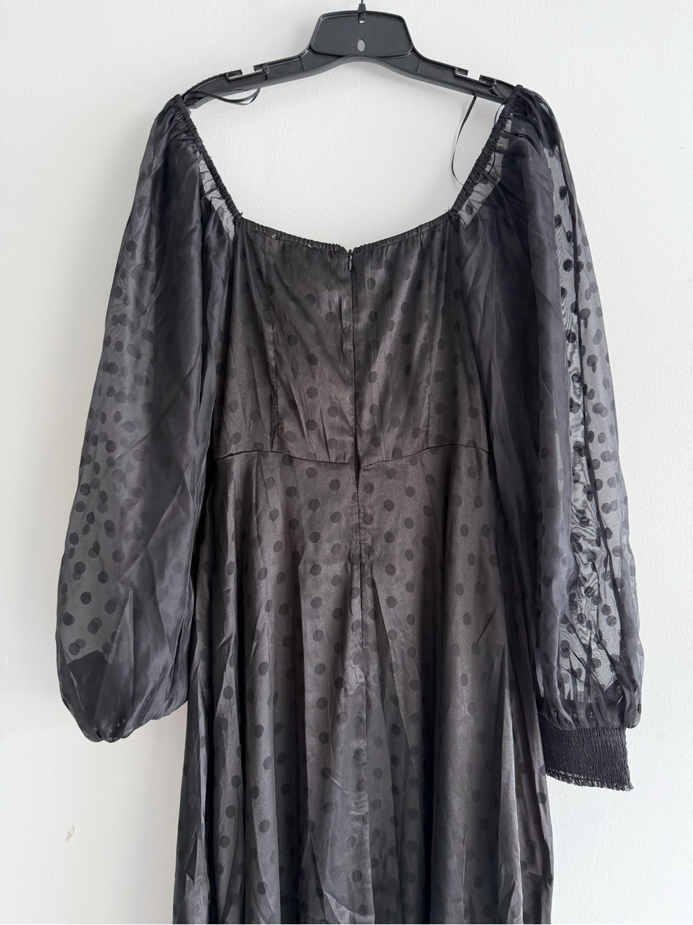 NEW Flying Tomato Black Polka Dot Long Sleeve Midi Dress Size Large 8455 - Picture 7 of 15